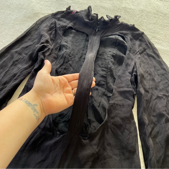 Rococo Sand RARE Silk T-Back Embroidered Long Sleeve Mini Dress - Picture 11 of 13